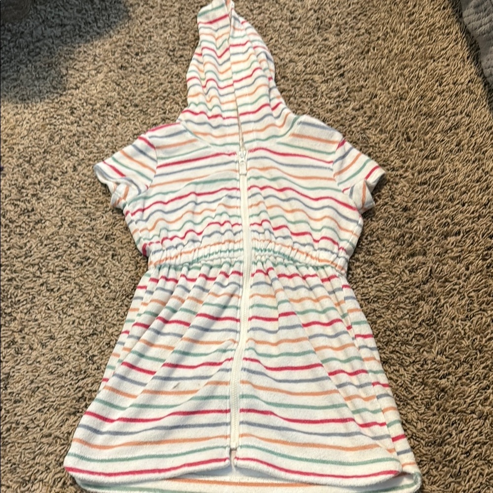 Carter's White and Pink Hooded Swim Coverup